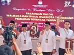 Tiga Pasangan Calon Walikota dan Wakil Walikota Tangerang Pada Saat Pengambilan dan Penetapan Nomor Urut di KPU Kota Tangerang