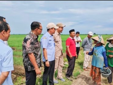 pejabat Pemkab Tangerang sedang berbincang dengan petani bawang merah. (Foto: Ist)