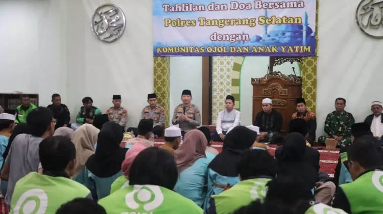 Polres Tangsel Doa Bersama Ojol, Pererat Silaturahmi dan Beri Santunan