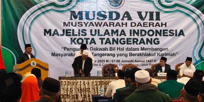 Wali Kota Tangerang, Sachrudin saat memberikan sambutan dalam Musda VII MUI Kota Tangerang (foto: tangerangpedia)