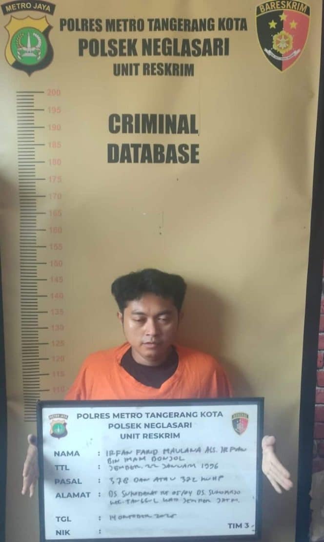 Pelaku Kasus Penipuan dan Penggelapan di Neglasari Diringkus Polisi